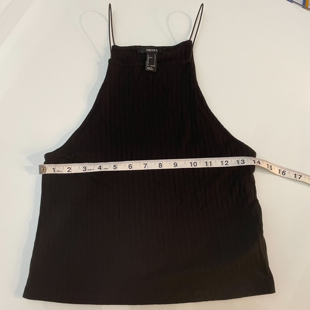 Black Ribbed Halter Tank Top - Picture 2 of 5